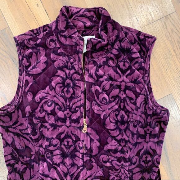 Charter Club Woman Purple & Black Floral Velour Quilted Vest Size Petite… - Picture 4 of 9